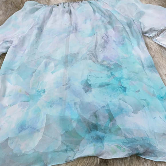 Elie Tahari Silk Floral Tye-Dye Blouse, Medium - Picture 16 of 17